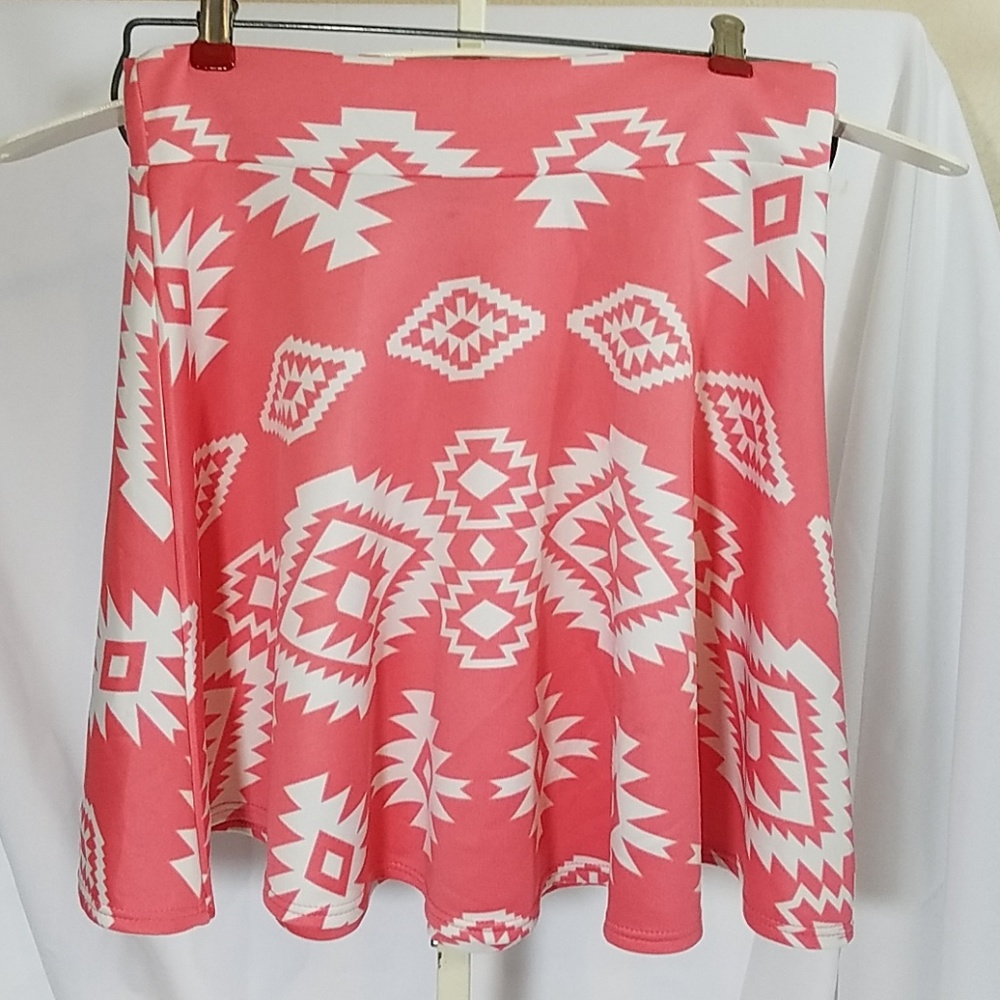 Papaya Aztec Skater Skirt